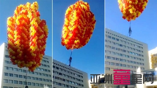 这个10岁的俄罗斯小女孩抓着4000个氦气球，体验了一把现实版的“飞屋环游”
